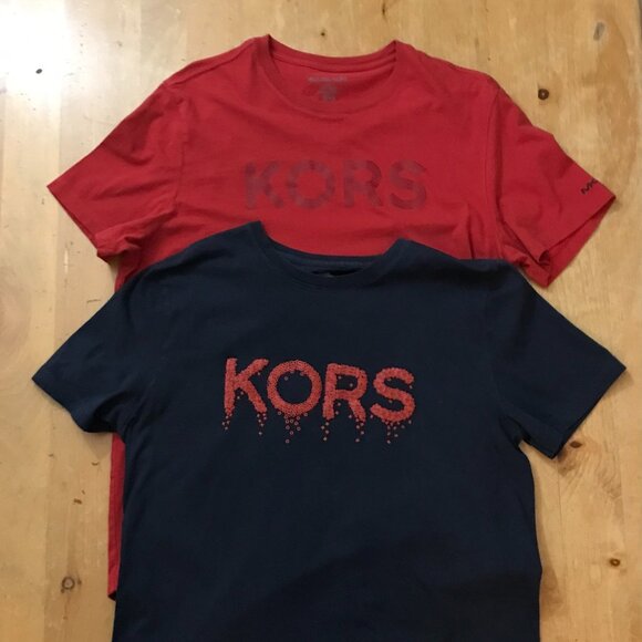Michael Kors Other - Michael Kors T‑Shirt Bundle | Red L + Dark Blue M | 100% Cotton